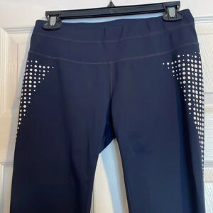 Athleta Navy Leggings with White Accents